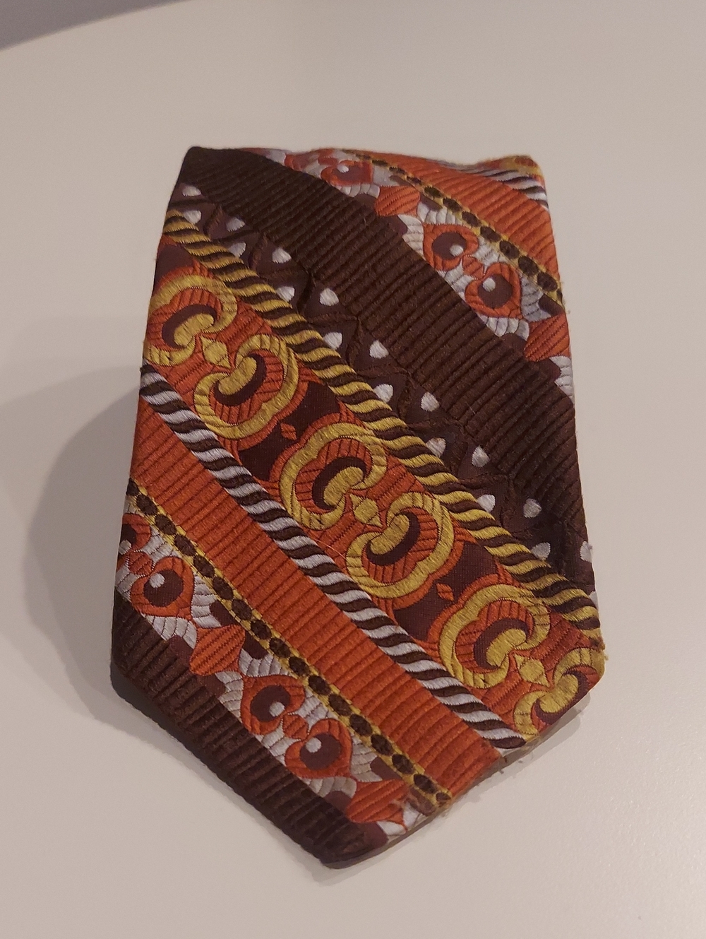 Vintage Damon Brown, Orange & Yellow Patterned Tie